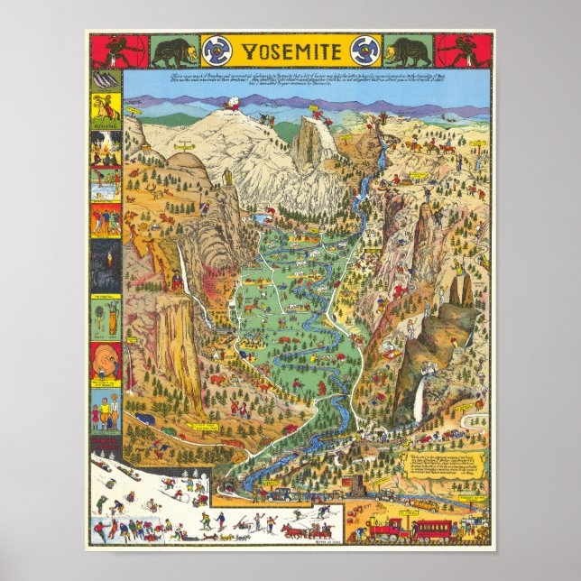 Vintage Yosemite-Karte des Nationalparks 1931 Poster (Vorne)