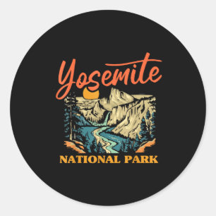 Vintage Yosemite National Park California Sonnenun Runder Aufkleber
