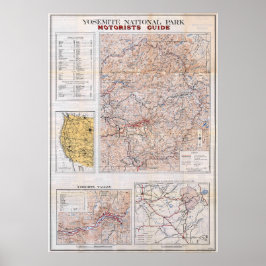 Vintage Yosemite National Park Map 1934 Poster