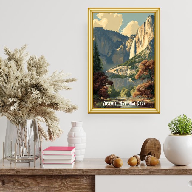 Vintage Yosemite National Park River Retro Hiking Poster (Von Creator hochgeladen)