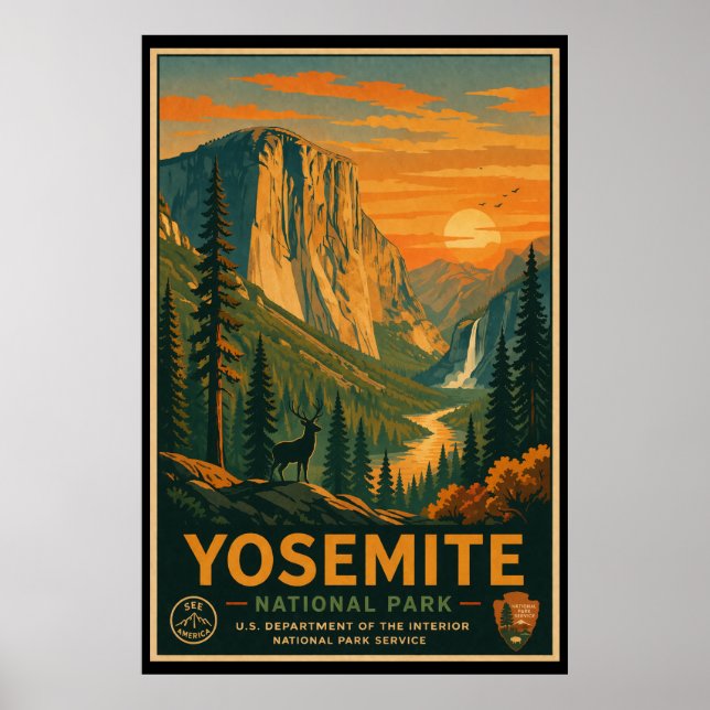 Vintage Yosemite Nationalpark Poster (Vorne)