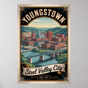 Vintage Youngstown Ohio Retro-Reise Poster
