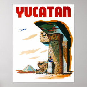 Vintage Yucatan Mexico Reise Poster