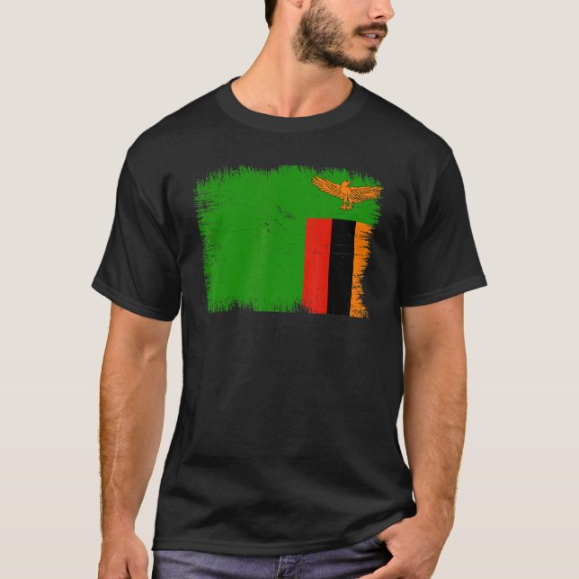 Vintage Zambia Flag Zambian Independence Day T-Shirt (Vorderseite)