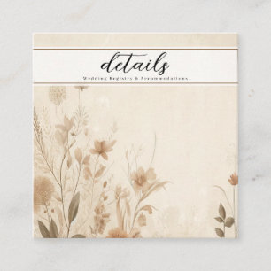Vintage zarte florale botanische Boho-Details Quadratische Visitenkarte
