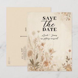 Vintage zarte florale botanische Boho-Hochzeit Ankündigungspostkarte