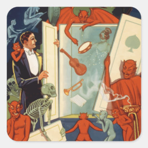 Vintage-Zauberer Carter the Great Magie-Show Quadratischer Aufkleber