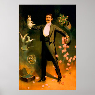 Vintage Zauberer Kaninchen Rosen Tauben Magische T Poster