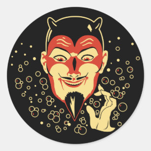 Vintage-Zauberer-Teufel-Halloween-Aufkleber Runder Aufkleber
