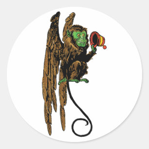 Vintage-Zauberer von Oz, Böser fliegender Affenhut Runder Aufkleber