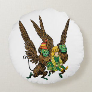 Vintage-Zauberer von Oz, Dorothy, Böse fliegende A Rundes Kissen