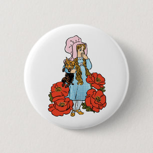 Vintage-Zauberer von Oz, Dorothy, rote Mohnblumen Button