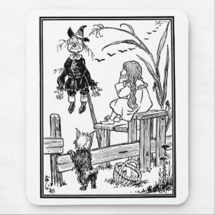 Vintage Zauberer von Oz, Dorothy Toto trifft Vogel Mousepad