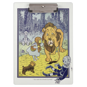 Vintage-Zauberer von Oz Dorothy und Feiger Löwe Klemmbrett