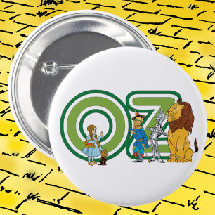 Vintage-Zauberer-von-Oz-Figuren und Textbuchstaben Button