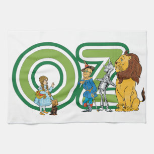 Vintage-Zauberer-von-Oz-Figuren und Textbuchstaben Geschirrtuch