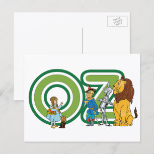 Vintage-Zauberer-von-Oz-Figuren und Textbuchstaben Postkarte