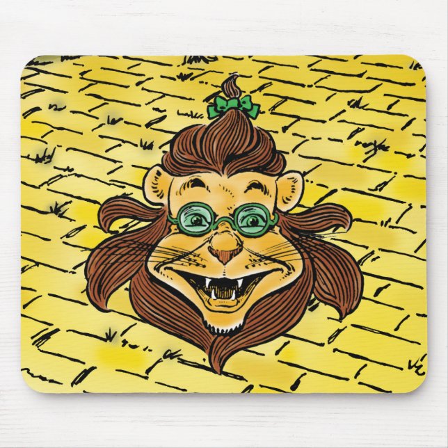 Vintage-Zauberer von Oz, Löwe mit Brille Mousepad (Vorne)