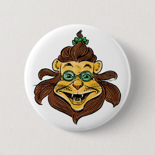 Vintage-Zauberer von Oz, Löwe trägt grüne Brille Button