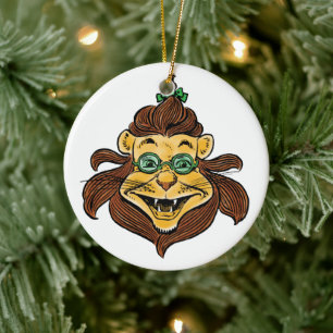 Vintage-Zauberer von Oz, Löwe trägt grüne Brille Keramik Ornament