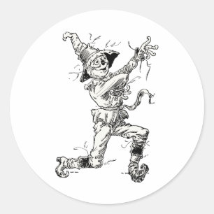 Vintage-Zauberer von Oz-Märchen, die Vogelscheuche Runder Aufkleber