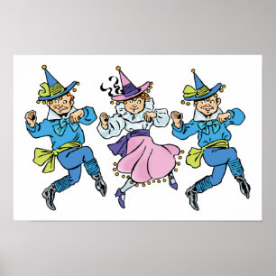 Vintage-Zauberer von Oz, süße tanzende Munchkins! Poster