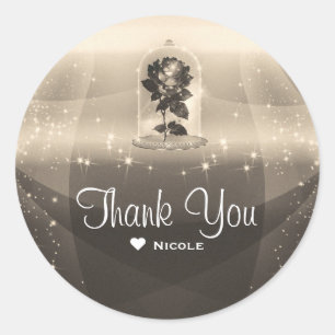 Vintage Zauberhafte Rote Rose-Hochzeitsfeier Runder Aufkleber