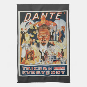 Vintage-Zauberplakat, Dante der Magier Geschirrtuch