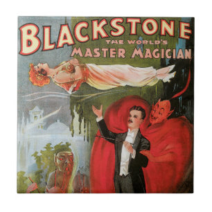 Vintage-Zauberplakat, der große Blackstone-Magier Fliese