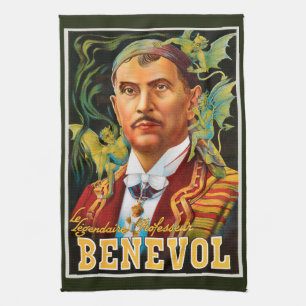 Vintage-Zauberplakat, legendärer Professor Benevol Geschirrtuch
