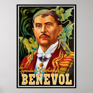 Vintage-Zauberplakat, legendärer Professor Benevol Poster