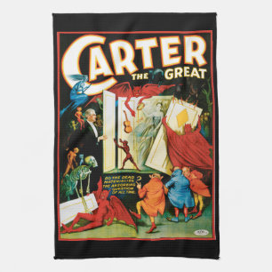 Vintage-Zauberplakat, Magier Carter der Große Geschirrtuch