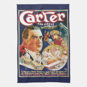 Vintage-Zauberplakat, Magier Carter der Große Geschirrtuch