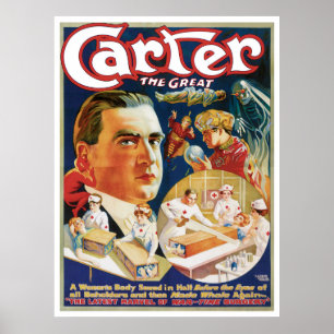 Vintage-Zauberplakat, Magier Carter der Große Poster