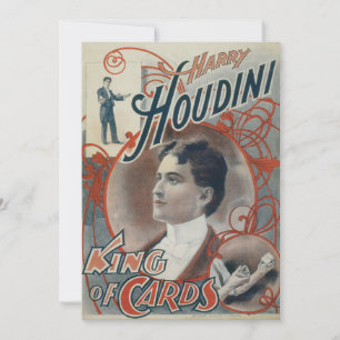 Vintage-Zauberplakat, Magier Harry Houdini Einladung
