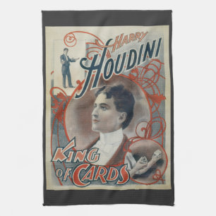 Vintage-Zauberplakat, Magier Harry Houdini Geschirrtuch