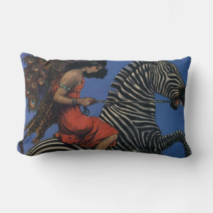 Vintage-Zebra-Art-Nouveau-Frau Lendenkissen