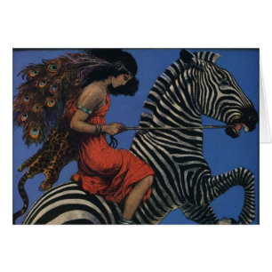 Vintage-Zebra Art Nouveau Frau Life 1922