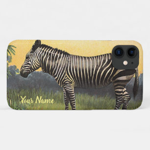 Vintage-Zebra in der afrikanischen Savanne, Wildti Case-Mate iPhone Hülle