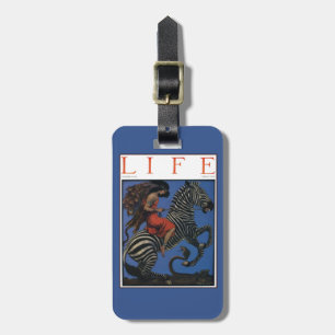 Vintage Zebra Jugendstilfrau Gepäckanhänger