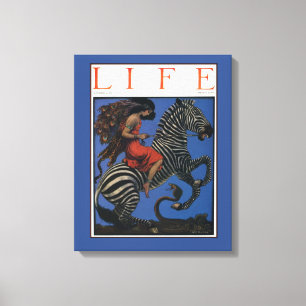 Vintage Zebra Jugendstilfrau Leinwanddruck