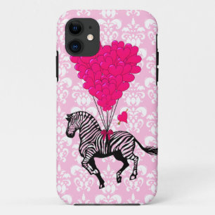 Vintage-Zebra- und rosa Herzballons Case-Mate iPhone Hülle