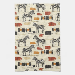 Vintage Zebramuster Rustikales Boho-Safari-Print Geschirrtuch