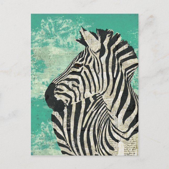 Vintage Zebras Turquoise Postkarte (Vorderseite)