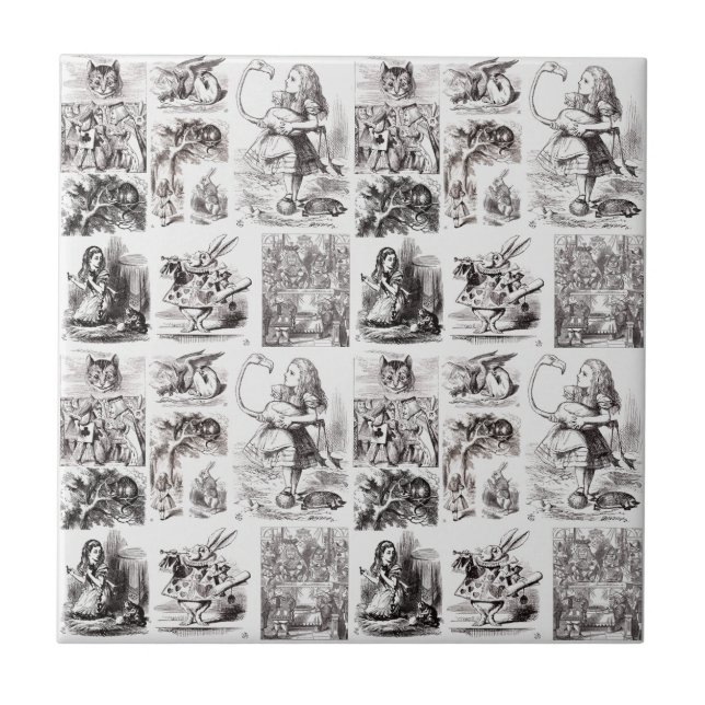 Vintage Zeichen aus der Alice im Wunderland Fliese (Vorderseite)