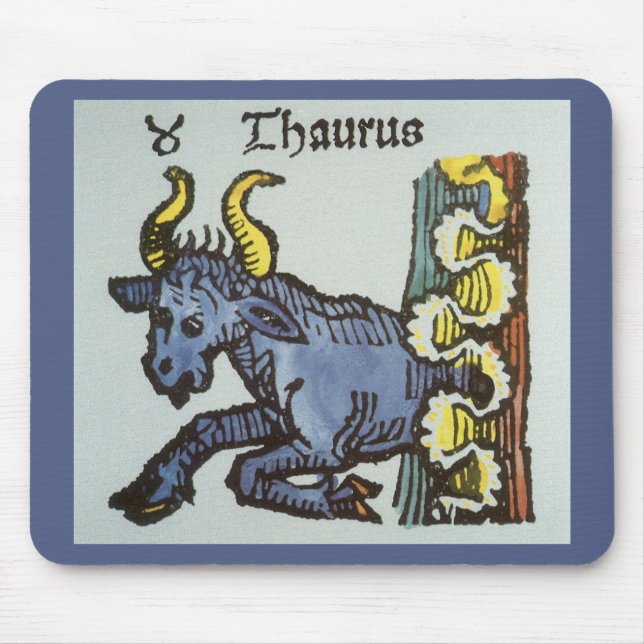 Vintage Zeichen der Zodiaka, antike Taurus Bull Mousepad (Vorne)