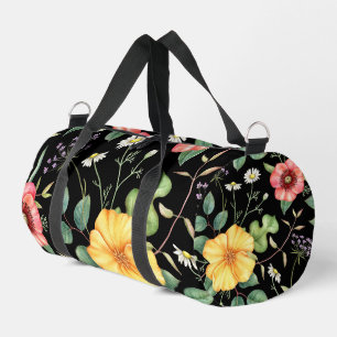 Vintage Zeichnend Wildblumen / Mitternacht Duffle Bag