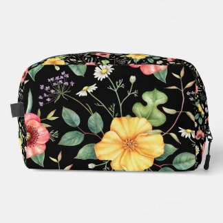 Vintage Zeichnend Wildblumen / Mitternacht Waschbeutel