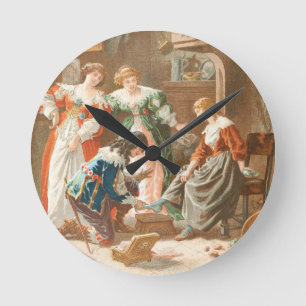 Vintage-Zeichnung: Aschenputtel und der Glasschuh Runde Wanduhr