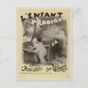 Vintage- Zeichnung des verlorenen Sohnes in schwar Postkarte